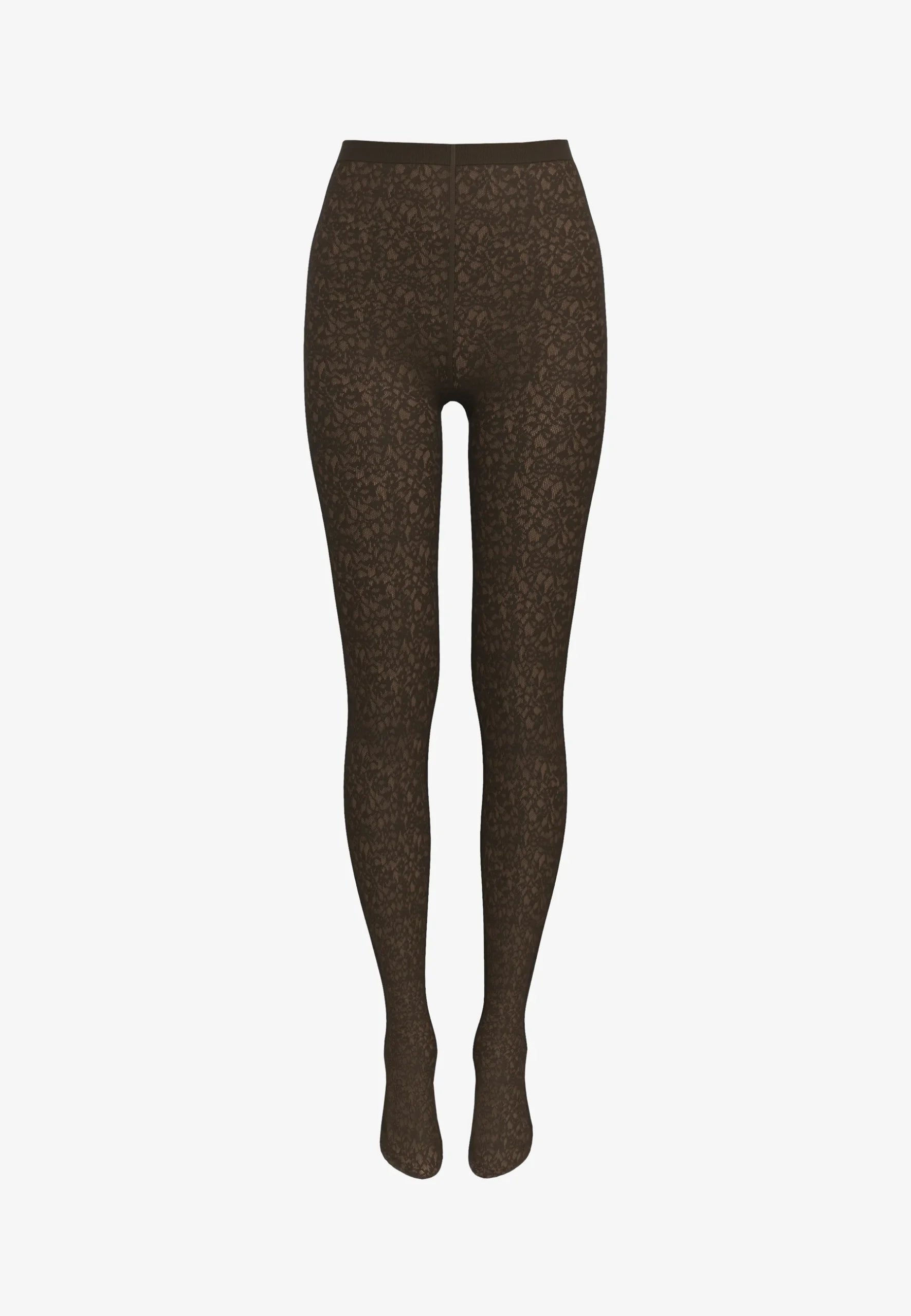 Floral Jacquard Tights, Umber