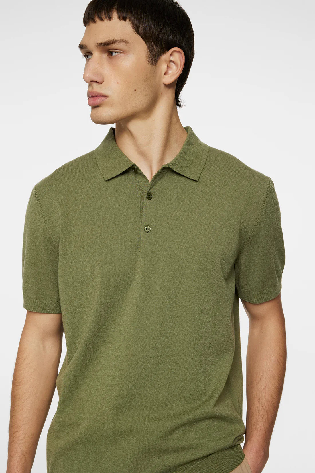 Ridge Knitted Polo, Olivine