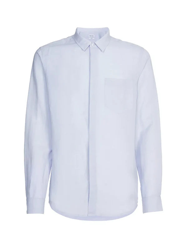 LINEN COTTON REGULAR SHIRT, LIGHT BLUE