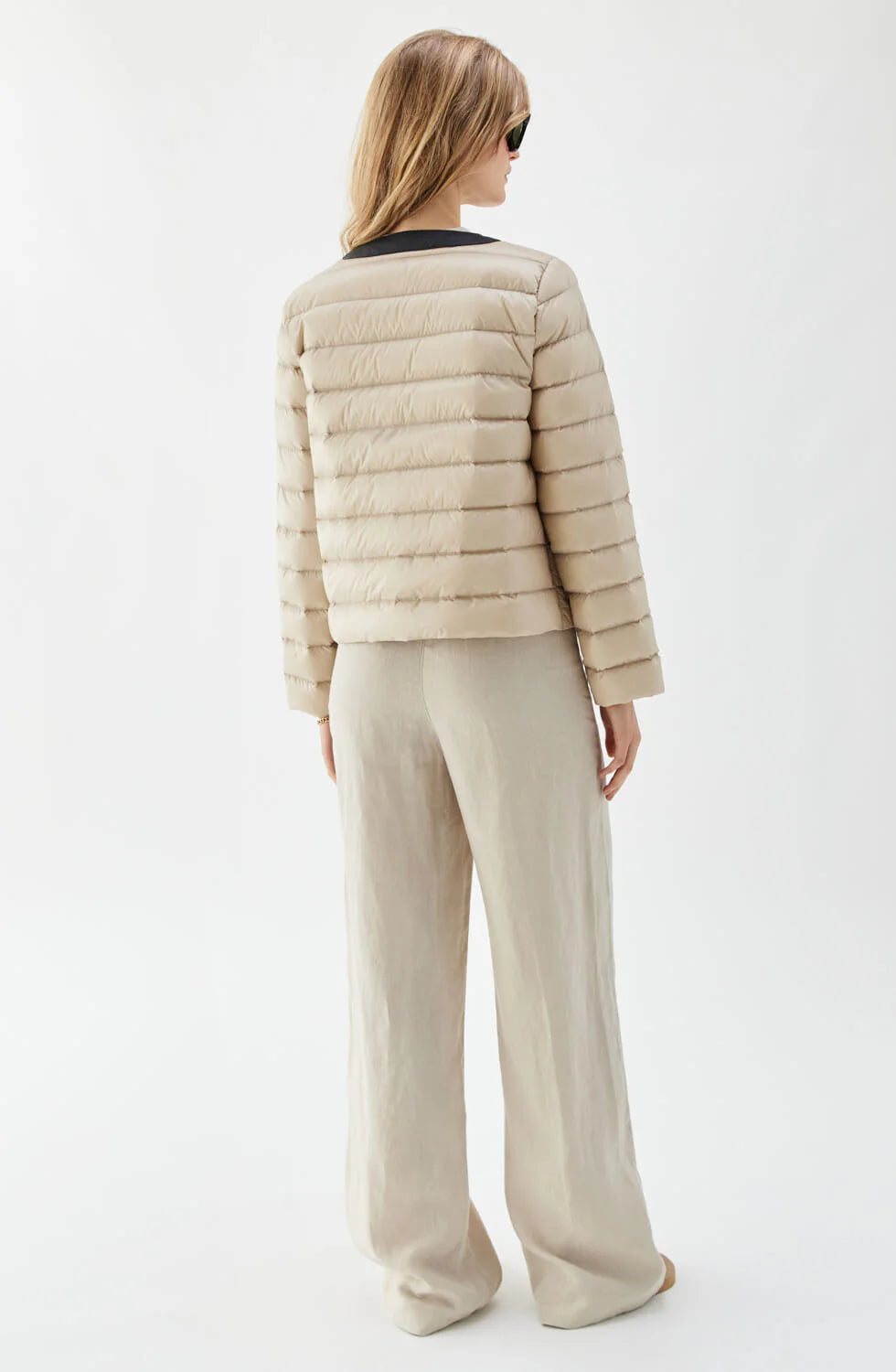 Ida Down Contrast Jacket, Light Beige/Black