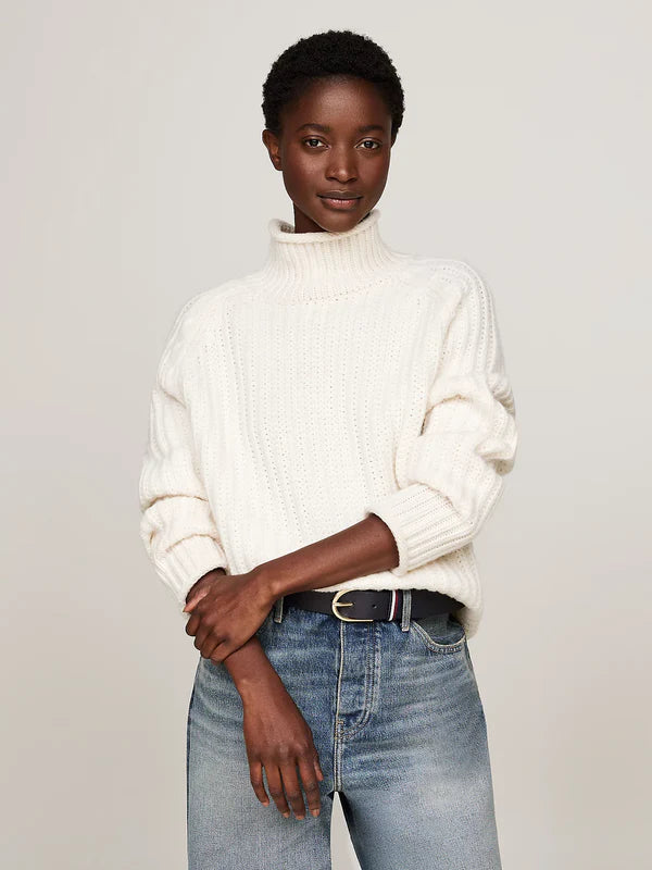 CHUNKY CARDI STITCH SWEATER, IVORY PETAL