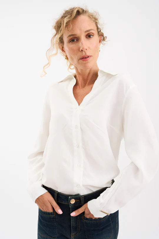 PERCY SILK SHIRT, WHITE PEARL