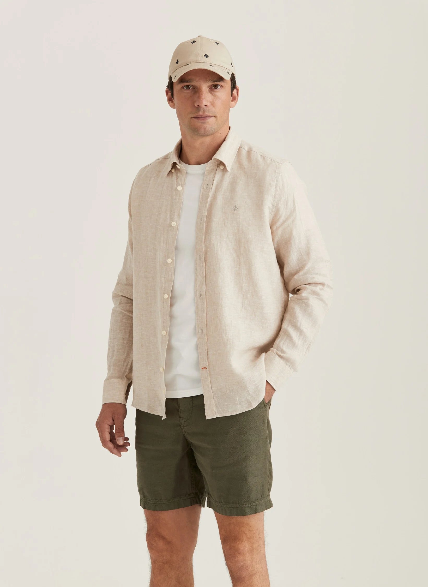 Douglas Linen Shirt, Classic Fit, Khaki