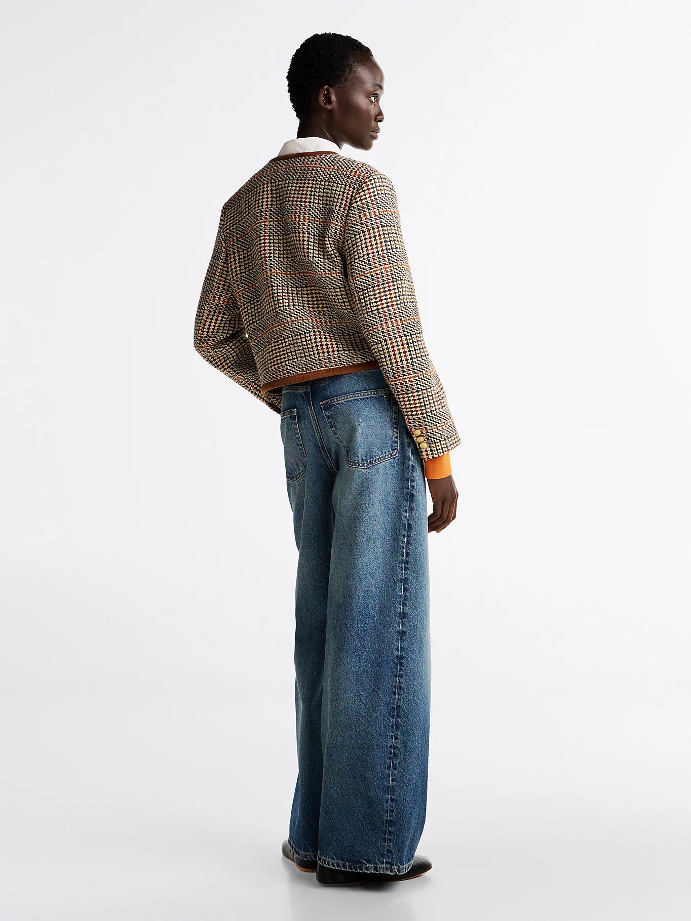 Tweed Wool Mix Check, Brown Beige Check