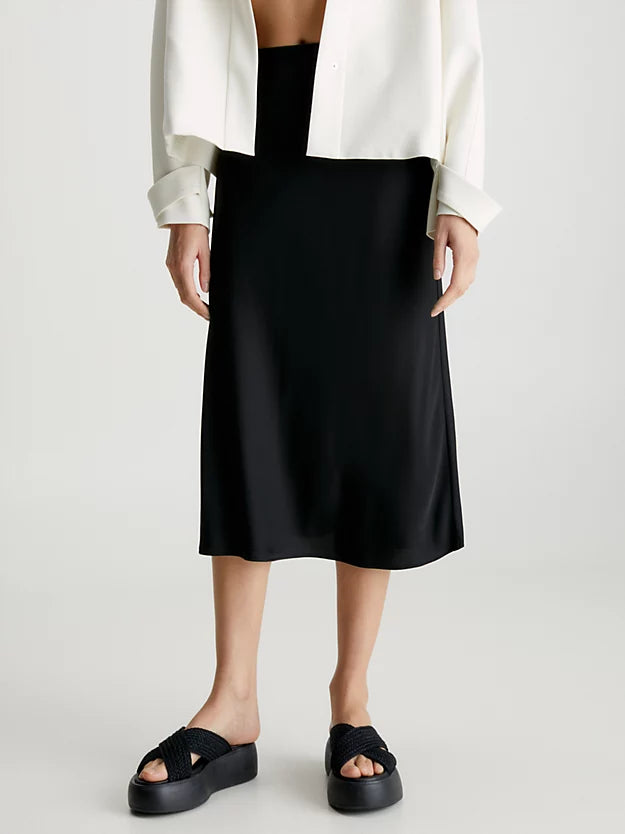 Recycled CDC Bias Cut Midi Skirt (black)
