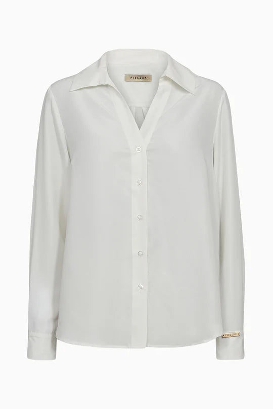 PERCY SILK SHIRT, WHITE PEARL