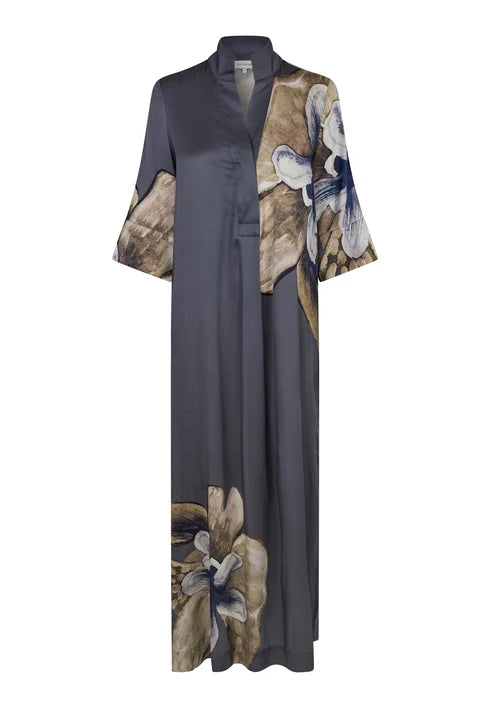 HELGA KIMONO DRESS, BELLADONNA STEEL