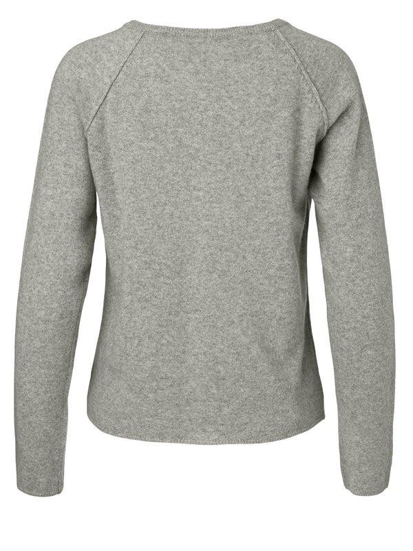 WOOL & CASHMERE CARDIGAN, LIGHT GREY MELANGE