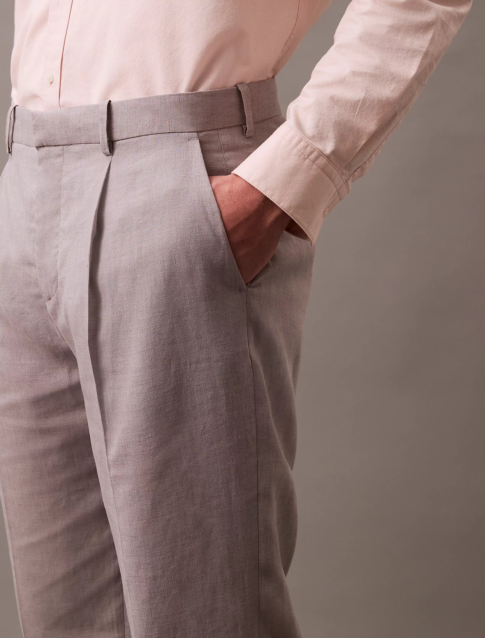 Traveler Linen Pleated Trousers, Formal Gray