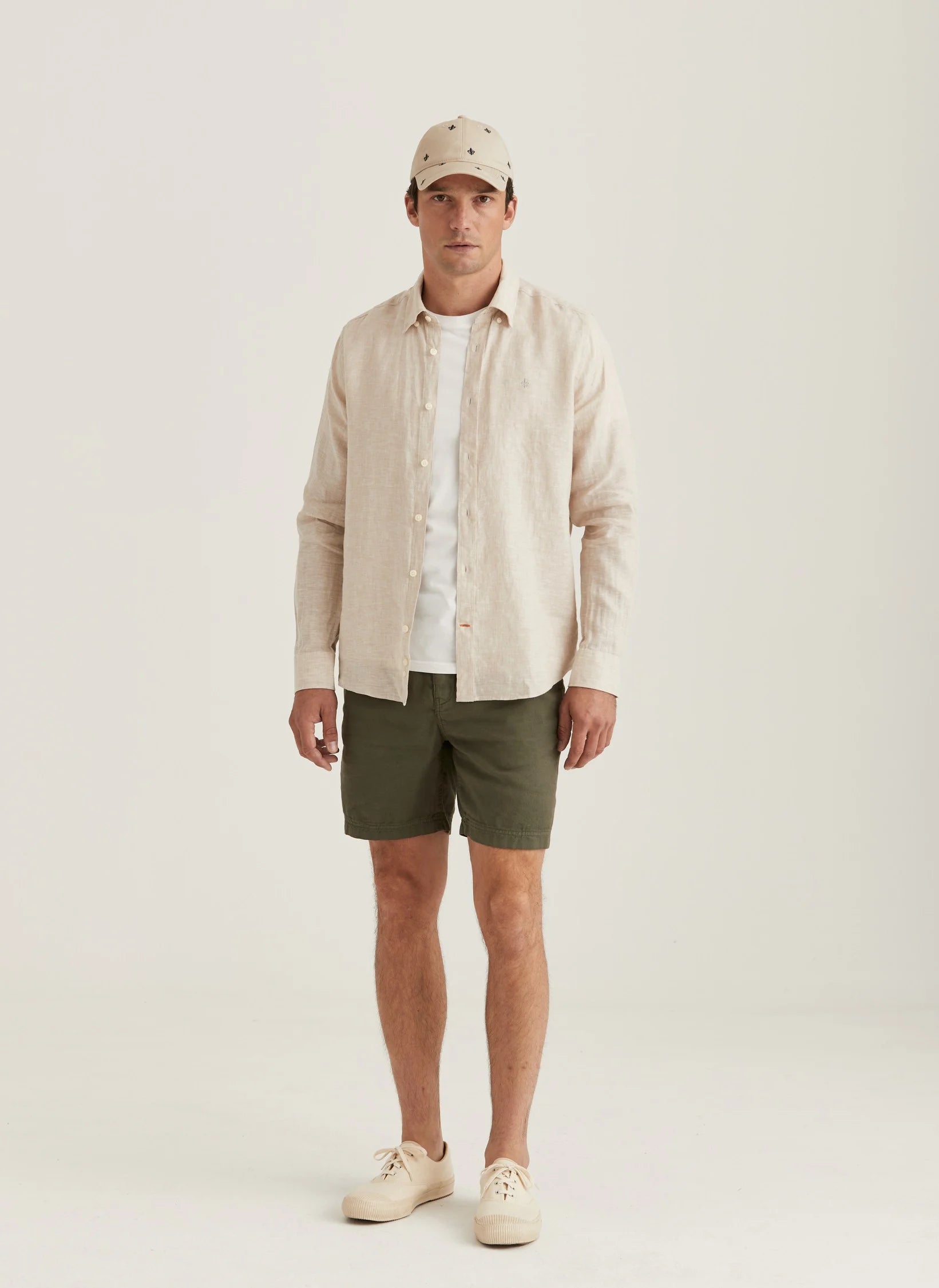 Douglas Linen Shirt, Classic Fit, Khaki