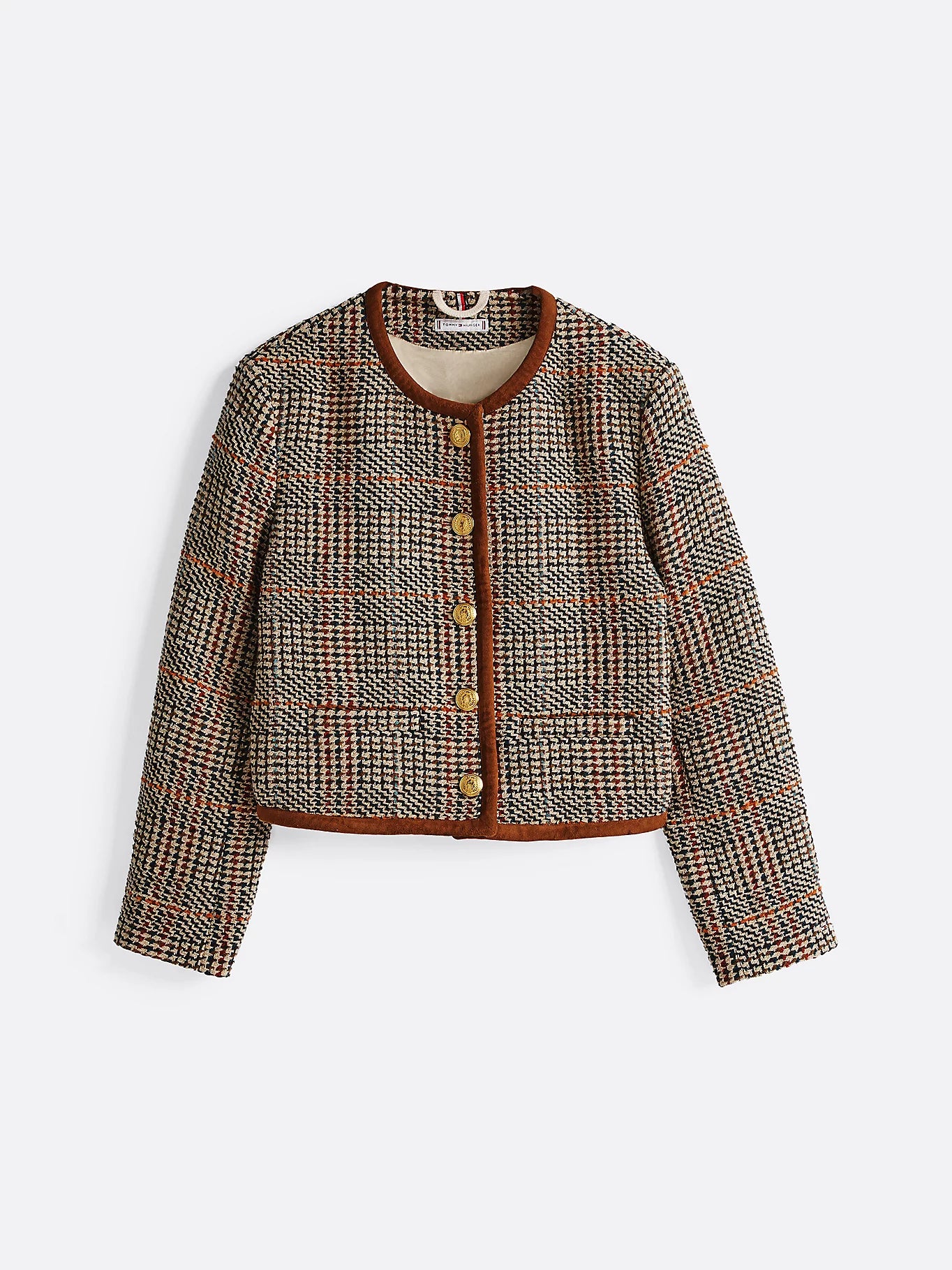 Tweed Wool Mix Check, Brown Beige Check