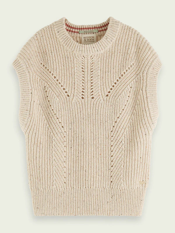 NEPPY YARN SLEEVELESS PULLOVER, SOFT SAND