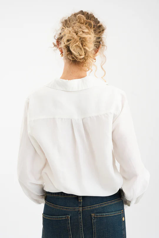 PERCY SILK SHIRT, WHITE PEARL