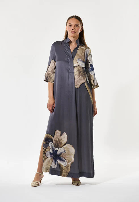 HELGA KIMONO DRESS, BELLADONNA STEEL