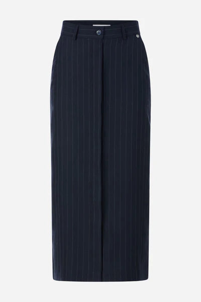 Pinstripe Midiskirt, Midnight Blue