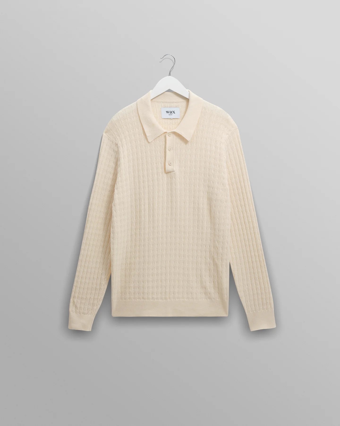 OBAN DIAMOND STRIPE KNITTED POLO, ECRU