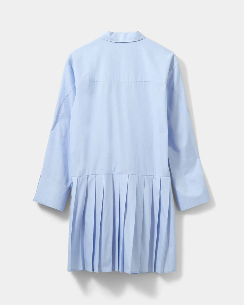 PENELOPA PLEATED SHIRT DRESS, LIGHT BLUE