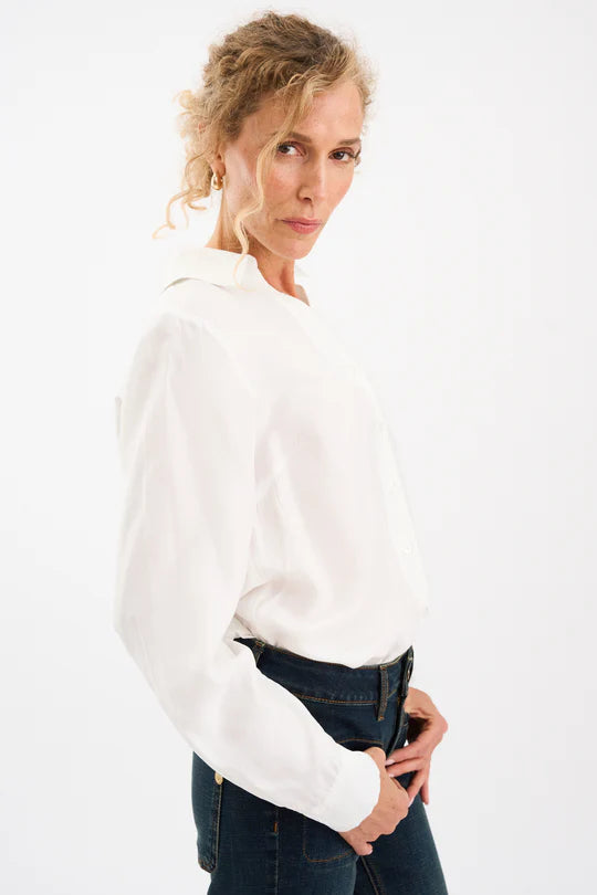 PERCY SILK SHIRT, WHITE PEARL