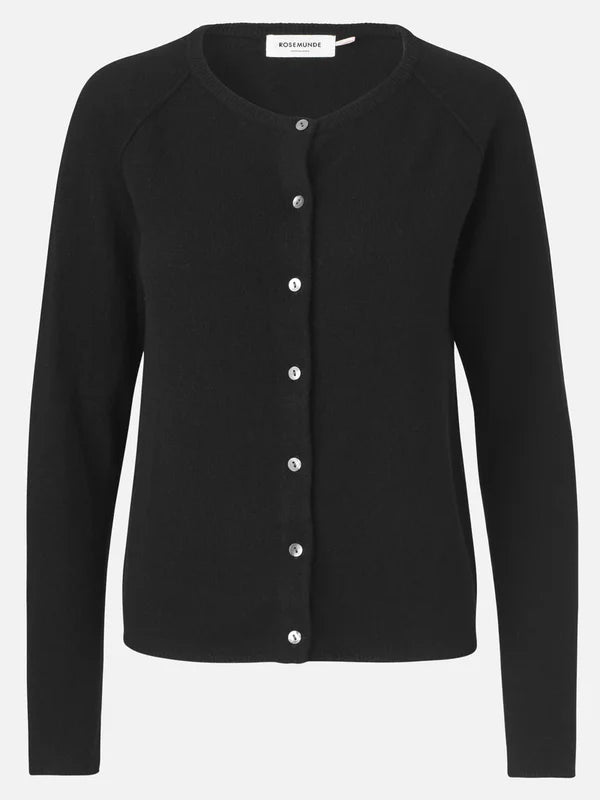 WOOL & CASHMERE CARDIGAN, BLACK