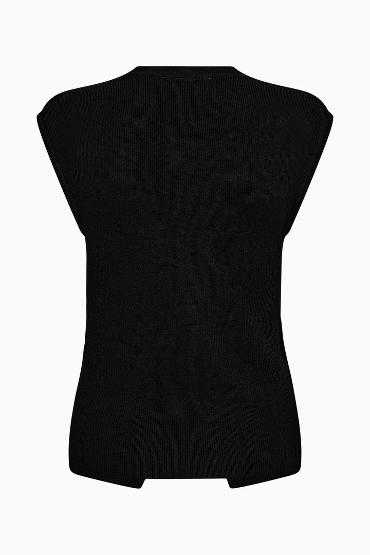 VIGGA CROSS-OVER KNIT TOP, BLACK