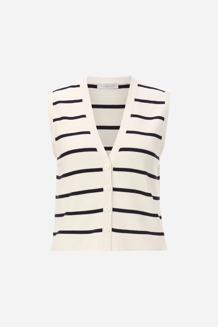 Striped Knit Vest, Pearl White