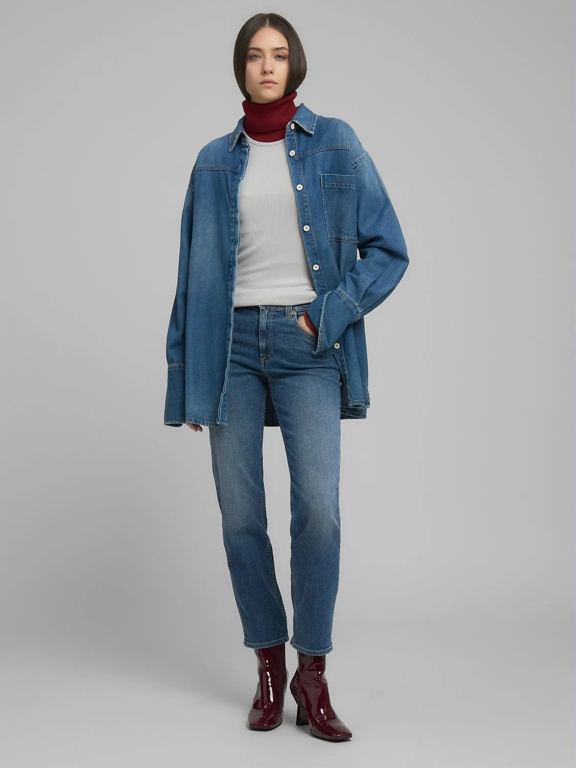 OVERSIZED DENIM SHIRT, MEDIUM BLUE