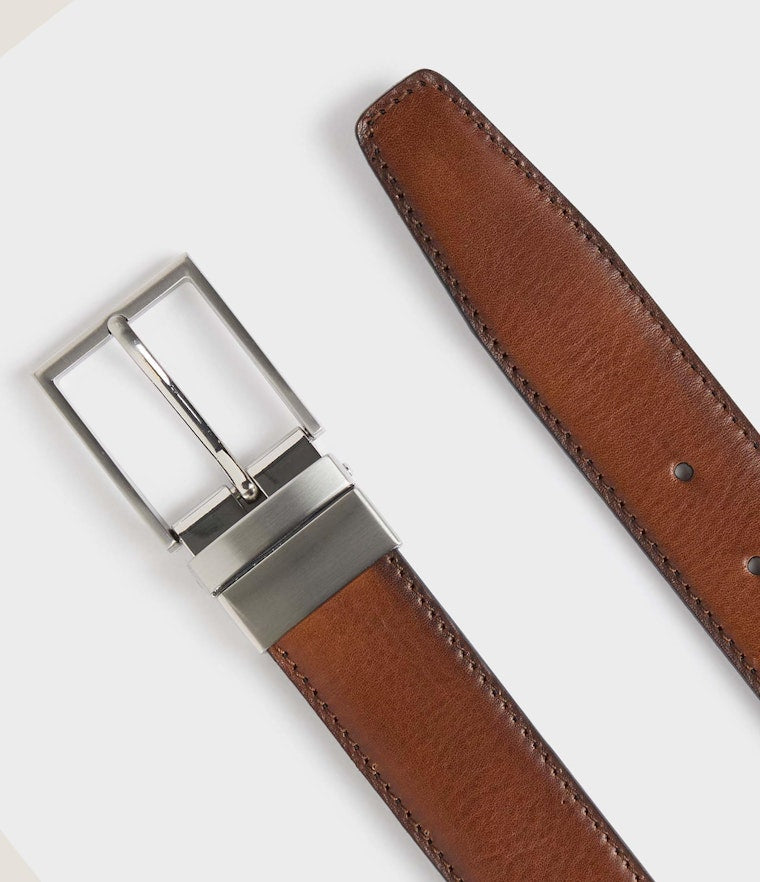 VALTER LEATHER BELT, BLACK/BROWN