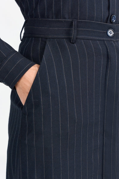 Pinstripe Midiskirt, Midnight Blue