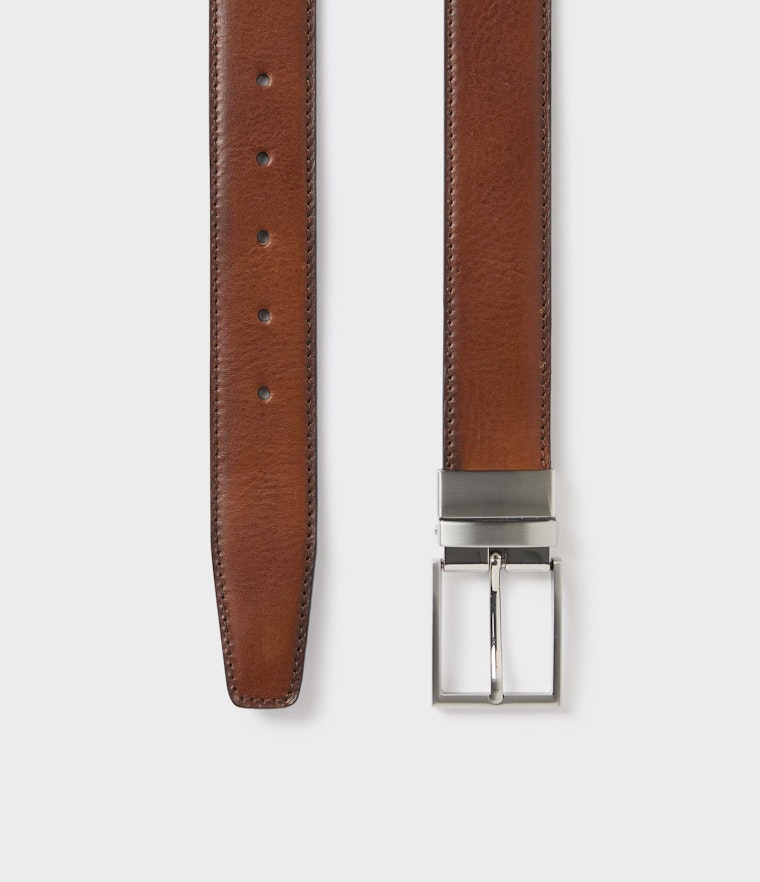 VALTER LEATHER BELT, BLACK/BROWN