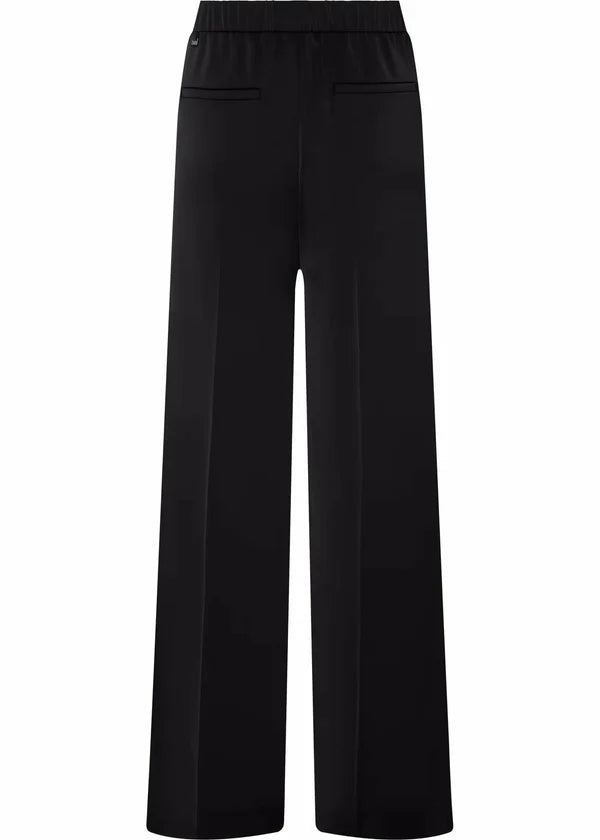 TECH SATIN STRAIGHT LEG PANTS, BLACK