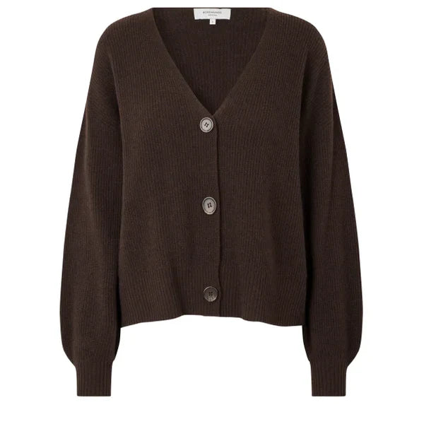 WOOL & CASHMERE CARDIGAN, BLACK BROWN