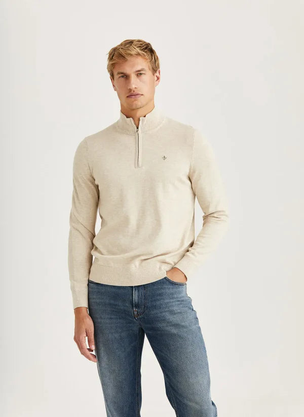 RILEY HALF ZIP KNIT, KHAKI