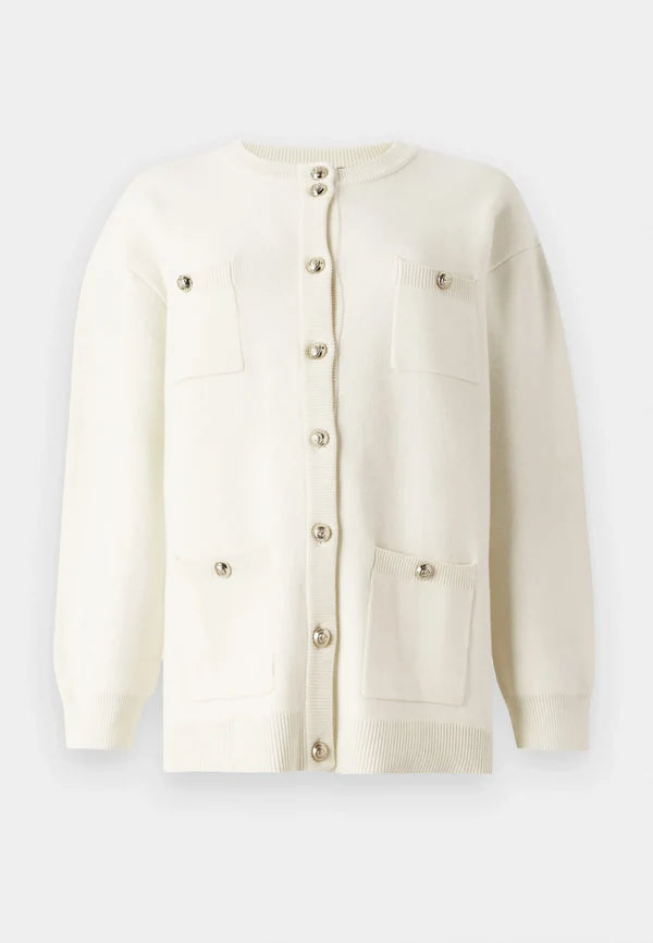 SIMONA CAILI KNIT CARDIGAN, SNOW WHITE