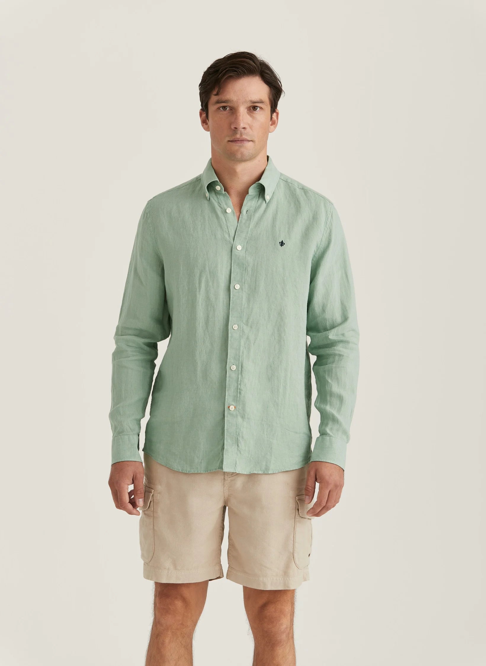 Douglas Linen Shirt, Classic Fit, Green