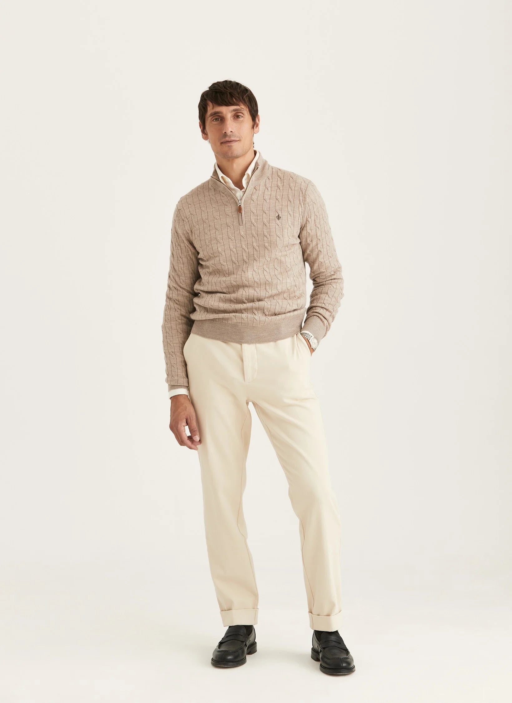 Merino Cable John Zip, Khaki