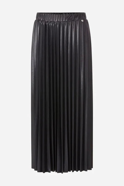 SHINY PLISSÉ SKIRT, BLACK