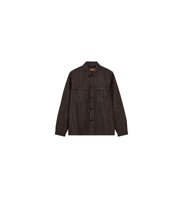 MATTEO STRIPED OVERSHIRT, CHOCOLATE BROWN