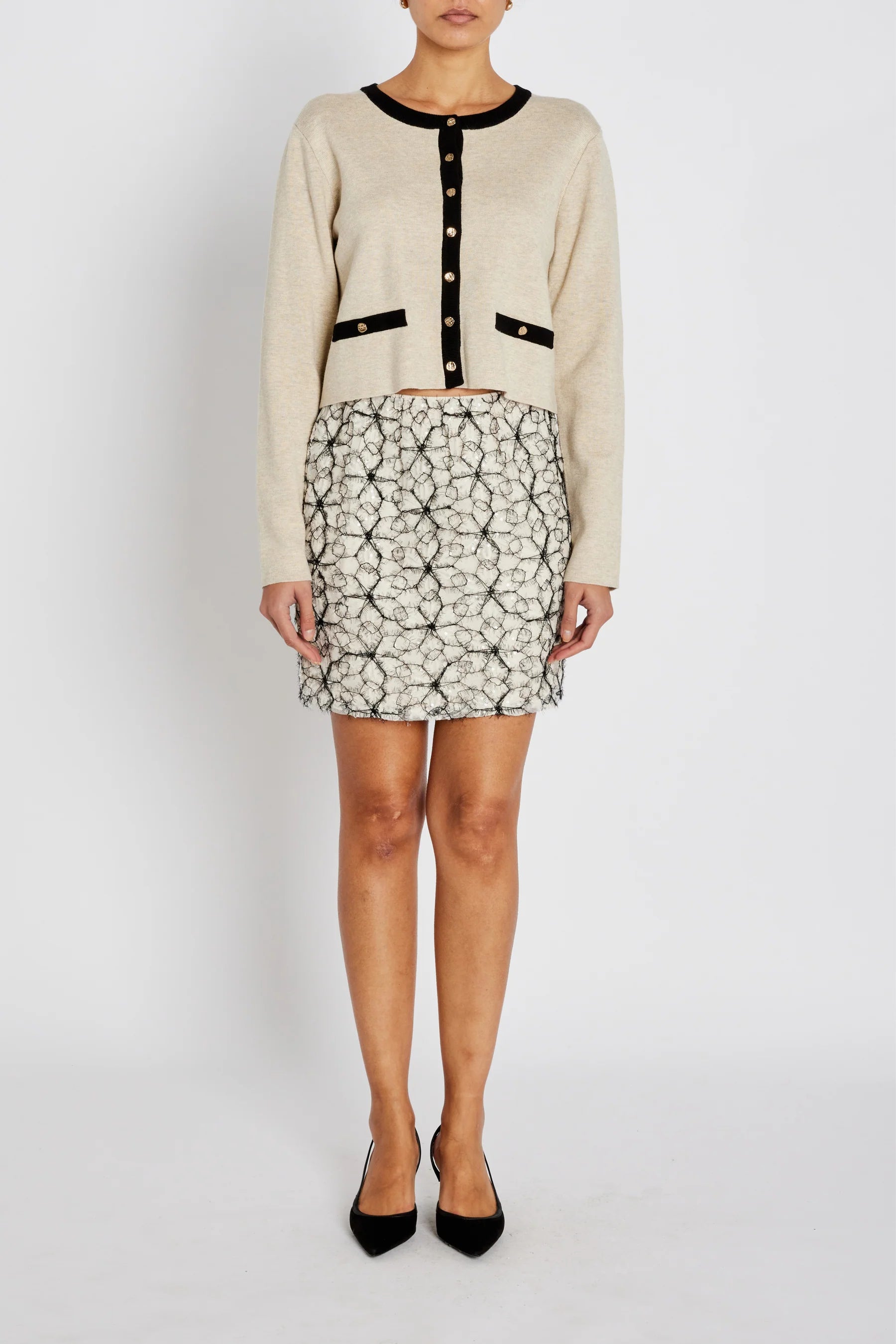 ANEMONE FREIAS KNIT CARDIGAN, SAND MELANGE