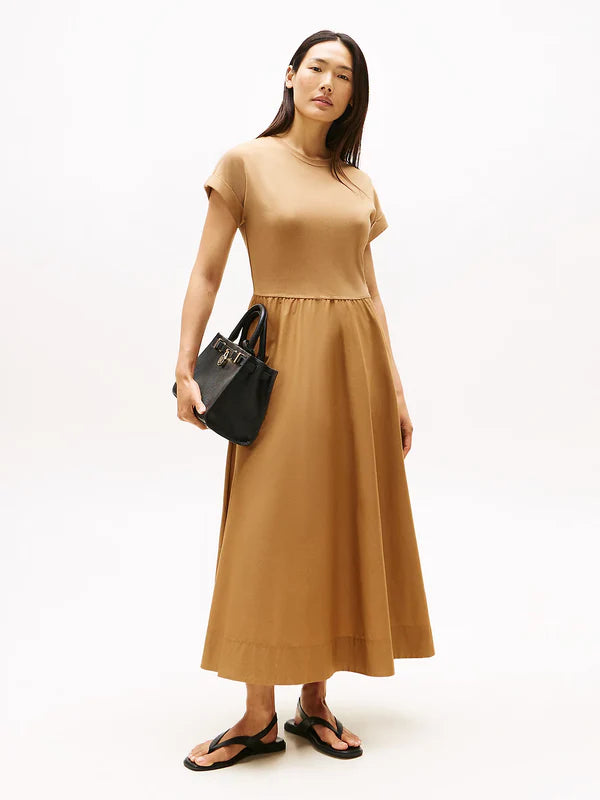 MODERN CODY MIDI MIX DRESS, HICKORY