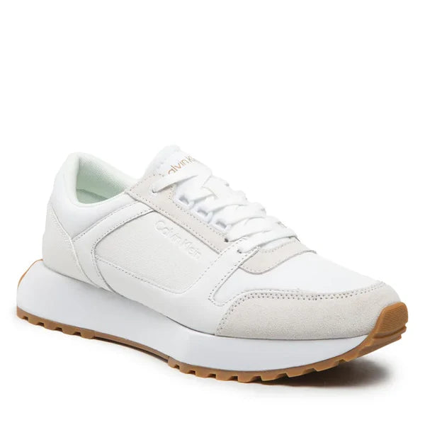 LOW TOP LACE UP MIX SNEAKERS, WHITE/GUM