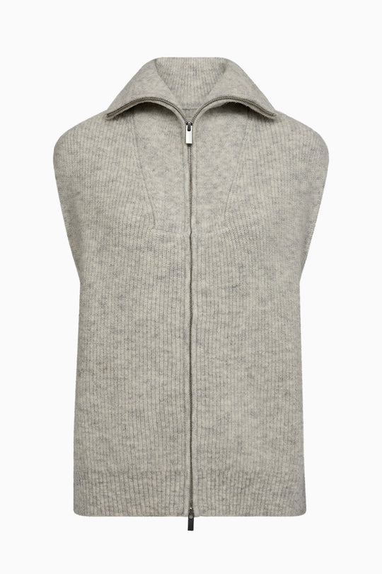 ZALLY ZIP CARDIGAN KNIT, LIGHT GREY MELANGE