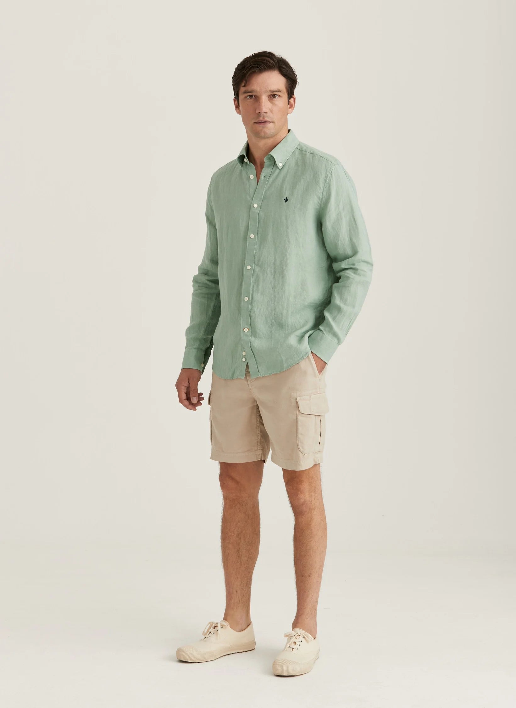 Douglas Linen Shirt, Classic Fit, Green