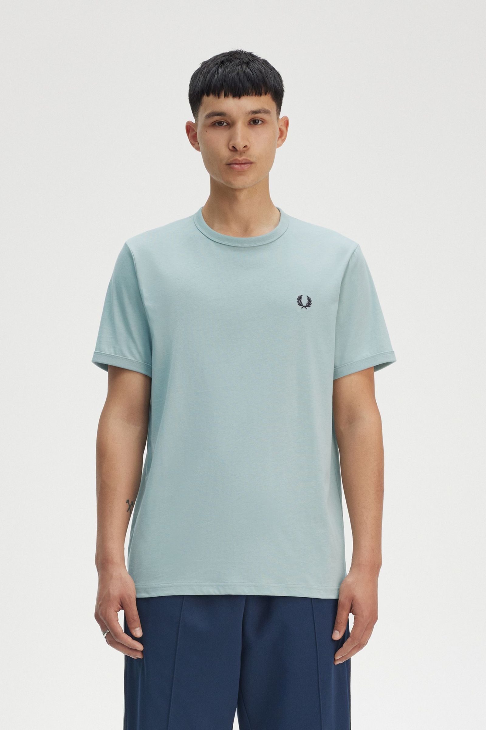 Ringer T-shirt, Silver Blue