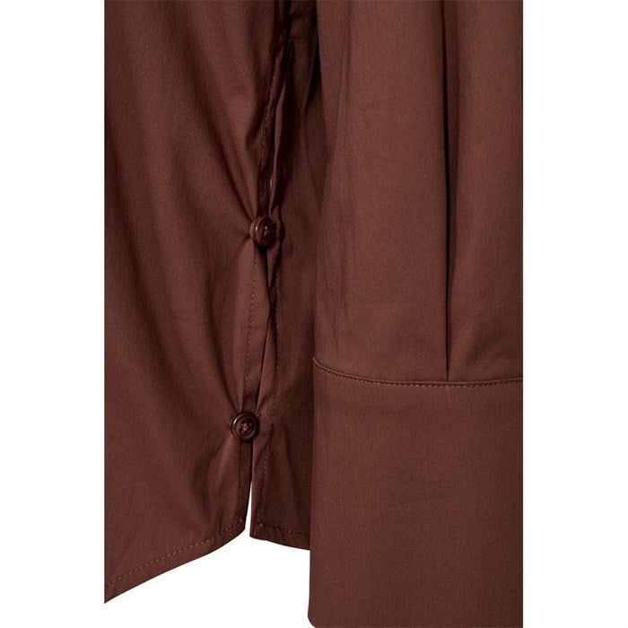 NYLA POPLIN SHIRT, WARM BROWN