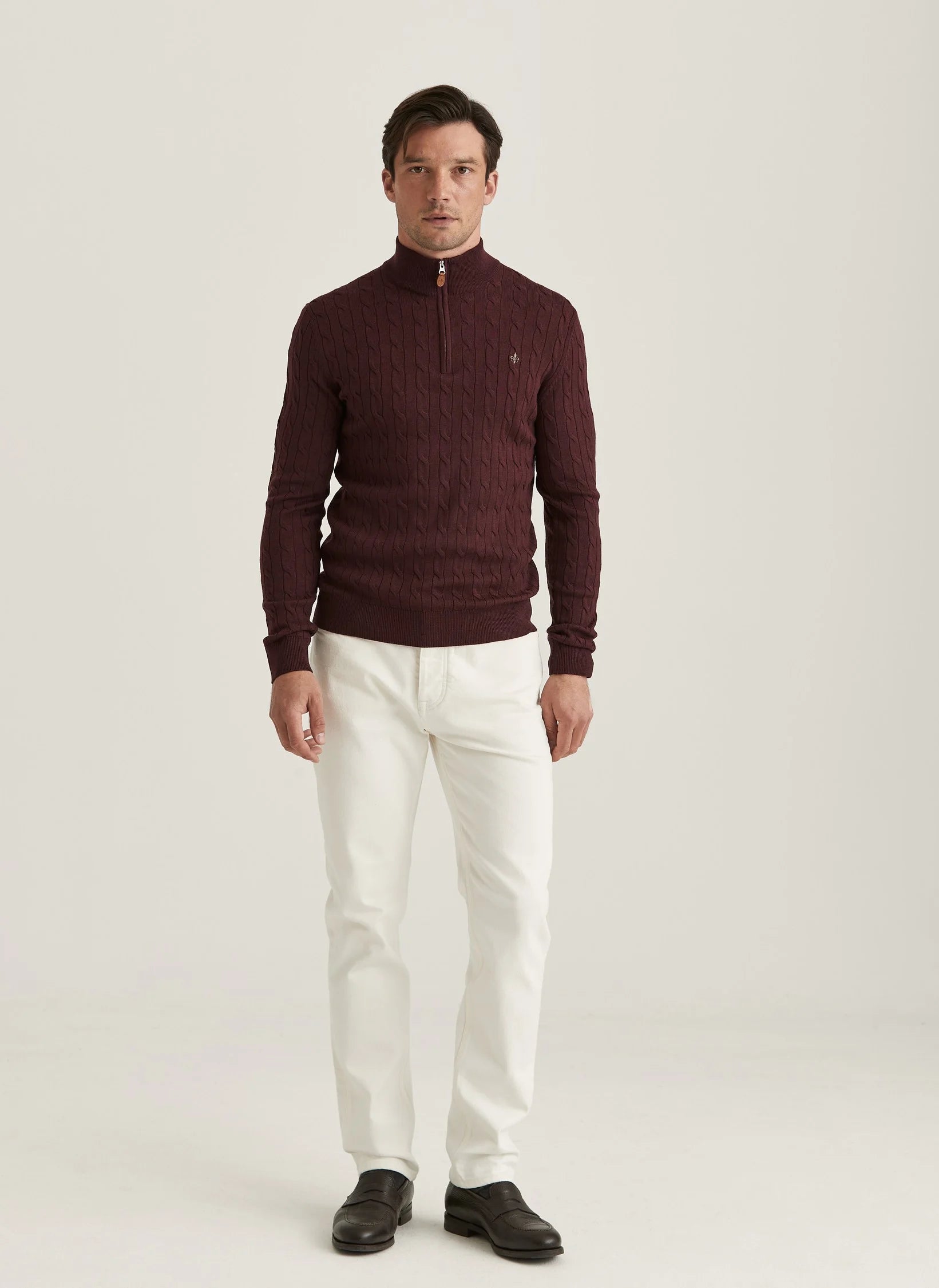 Merino Cable John Zip, Wine Red