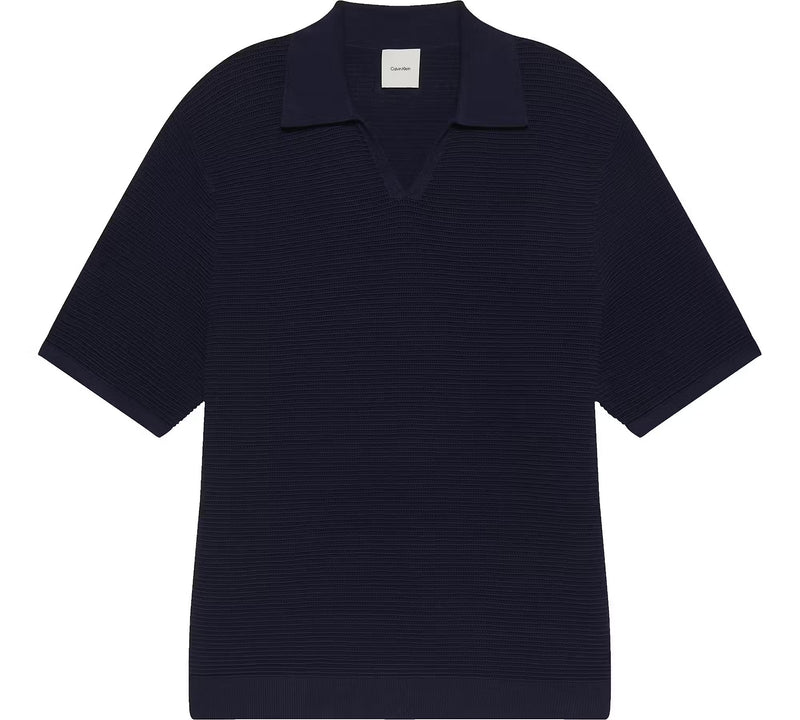 SNOWY TECH KNIT JOHNNY COLLAR, DARK SAPPHIRE