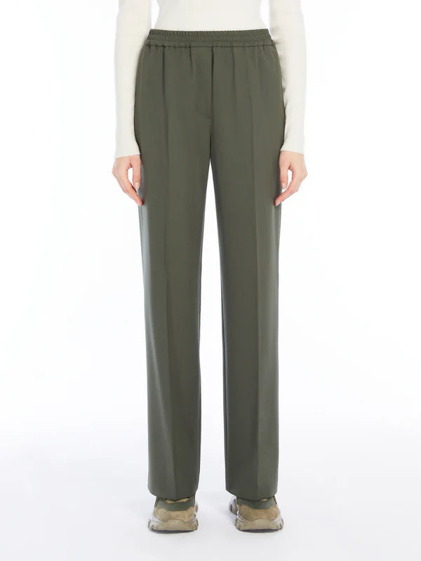 PETRA WOOL GABARDINE TROUSERS, GREEN