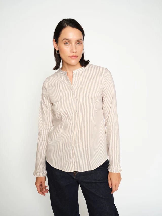 MATTIE STRIPE SHIRT, SAFARI