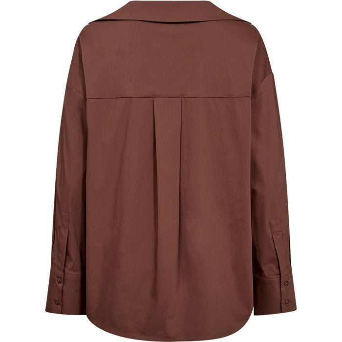 NYLA POPLIN SHIRT, WARM BROWN