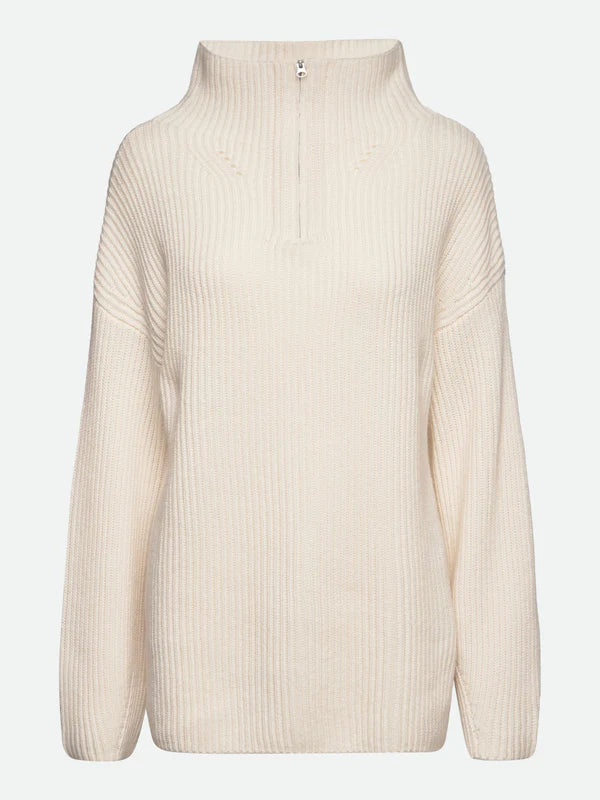 Fisherman Zipper Pullover, Ivory